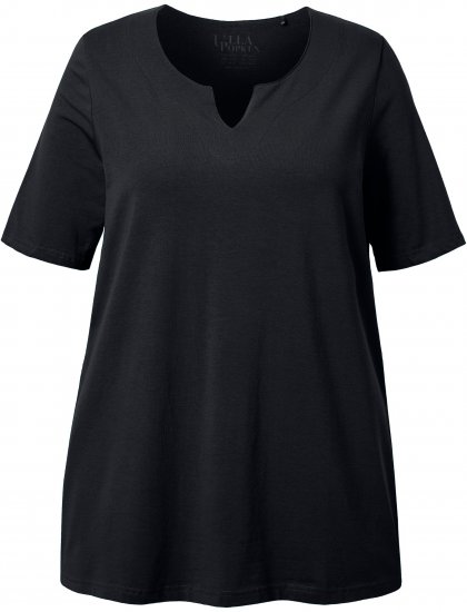 Ulla Popken Essential Notch Neck Stretch Tee Black - T-särgid - 