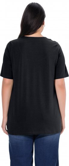 Ulla Popken Essential Notch Neck Stretch Tee Black - T-särgid - 