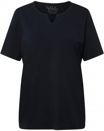 Ulla Popken Essential Notch Neck Stretch Tee Navy Blue - T-särgid - 