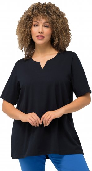 Ulla Popken Essential Notch Neck Stretch Tee Navy Blue - T-särgid - 