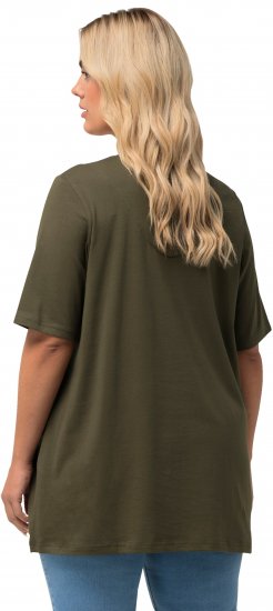 Ulla Popken Essential Notch Neck Stretch Tee Forest Green - T-särgid - 