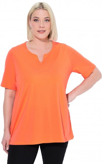 Ulla Popken Essential Notch Neck Stretch Tee Coral Pink - T-särgid - 