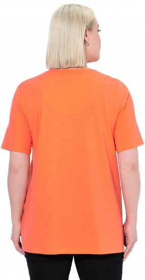 Ulla Popken Essential Notch Neck Stretch Tee Coral Pink - T-särgid - 