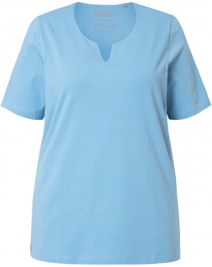 Ulla Popken Essential Notch Neck Stretch Tee Light Teal - T-särgid - 