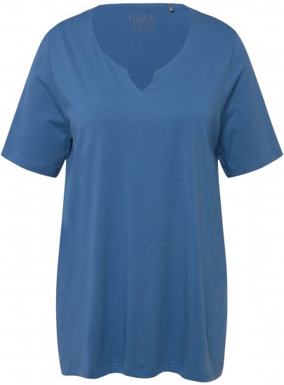 Ulla Popken Essential Notch Neck Stretch Tee Denim Blue - T-särgid - 