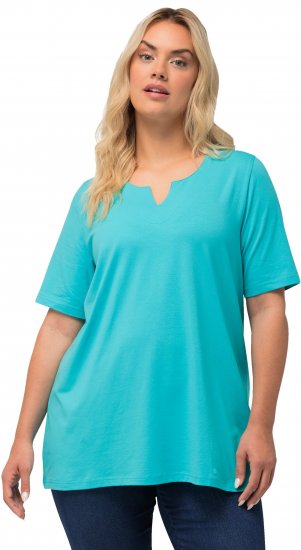 Ulla Popken Essential Notch Neck Stretch Tee Deep Aqua - T-särgid - 