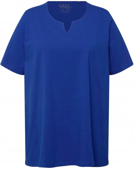 Ulla Popken Essential Notch Neck Stretch Tee Cobalt Blue - T-särgid - 