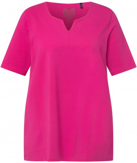 Ulla Popken Essential Notch Neck Stretch Tee Fuchsia Pink - T-särgid - 