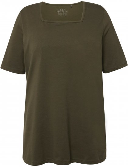 Ulla Popken Essential Square Neck Stretch Tee Forest Green - T-särgid - 