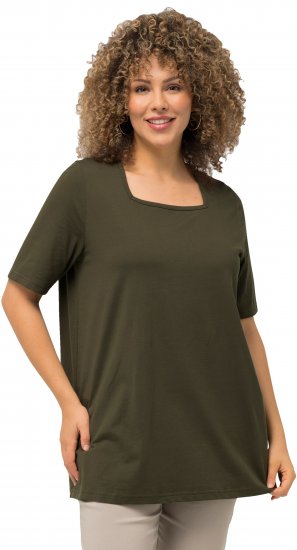 Ulla Popken Essential Square Neck Stretch Tee Forest Green - T-särgid - 