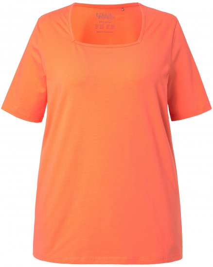 Ulla Popken Essential Square Neck Stretch Tee Coral Pink - T-särgid - 