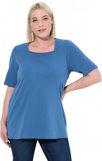 Ulla Popken Essential Square Neck Stretch Tee Denim Blue - T-särgid - 