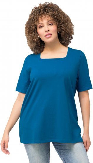 Ulla Popken Essential Square Neck Stretch Tee Medium Blue - T-särgid - 
