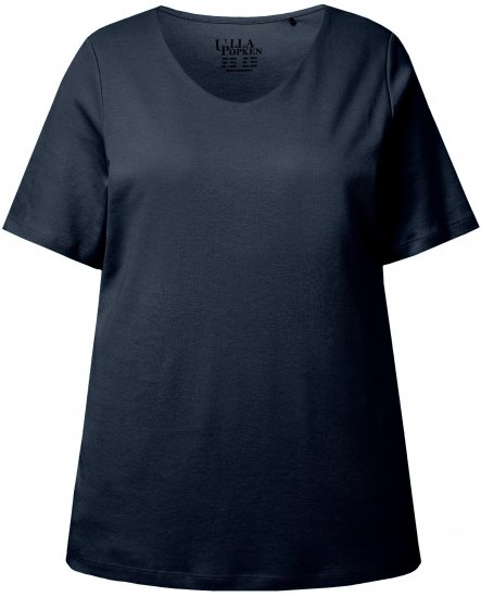 Ulla Popken Double Layer Rounded V-Neck Slim Fit Tee Navy Blue - T-särgid - 