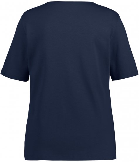 Ulla Popken Double Layer Rounded V-Neck Slim Fit Tee Navy Blue - T-särgid - 