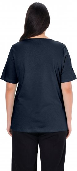 Ulla Popken Double Layer Rounded V-Neck Slim Fit Tee Navy Blue - T-särgid - 