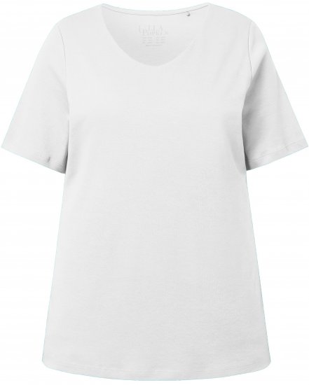 Ulla Popken Double Layer Rounded V-Neck Slim Fit Tee Snow White - T-särgid - 