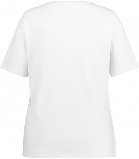 Ulla Popken Double Layer Rounded V-Neck Slim Fit Tee Snow White - T-särgid - 