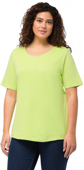 Ulla Popken Double Layer Rounded V-Neck Slim Fit Tee Lime Green - T-särgid - 