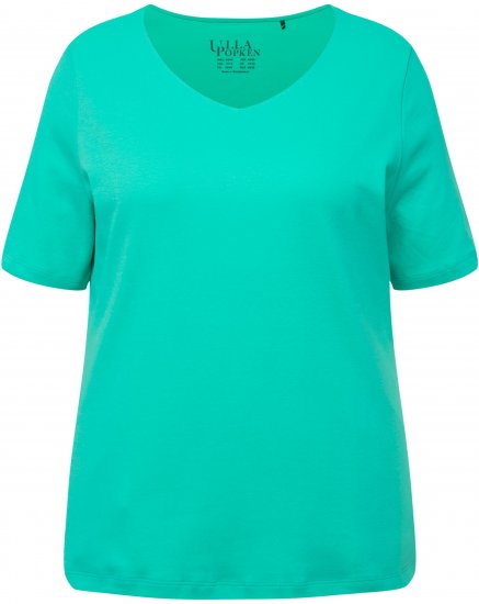 Ulla Popken Double Layer Rounded V-Neck Slim Fit Tee Turquioise Green - T-särgid - 