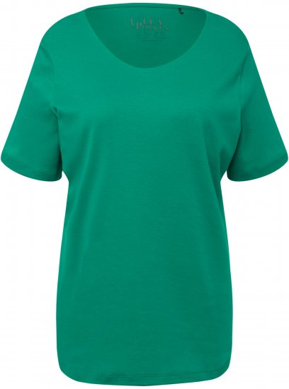 Ulla Popken Double Layer Rounded V-Neck Slim Fit Tee Emerald - T-särgid - 