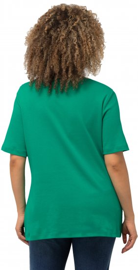 Ulla Popken Double Layer Rounded V-Neck Slim Fit Tee Emerald - T-särgid - 