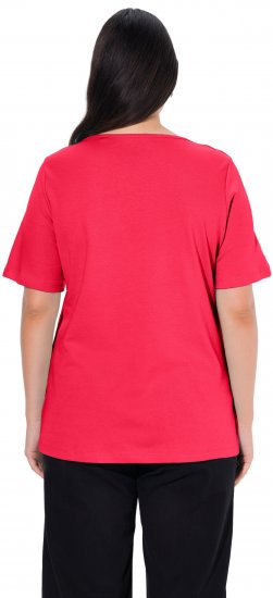Ulla Popken Double Layer Rounded V-Neck Slim Fit Tee Red - T-särgid - 