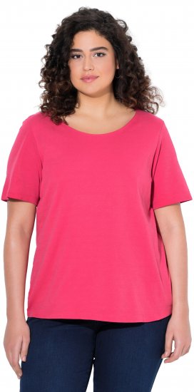 Ulla Popken Double Layer Rounded V-Neck Slim Fit Tee Dark Pink - T-särgid - 
