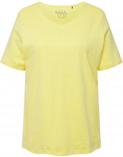 Ulla Popken Double Layer Rounded V-Neck Slim Fit Tee Lemon Yellow - T-särgid - 