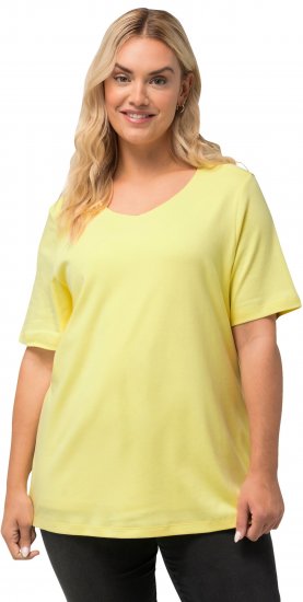 Ulla Popken Double Layer Rounded V-Neck Slim Fit Tee Lemon Yellow - T-särgid - 