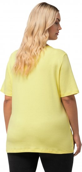 Ulla Popken Double Layer Rounded V-Neck Slim Fit Tee Lemon Yellow - T-särgid - 