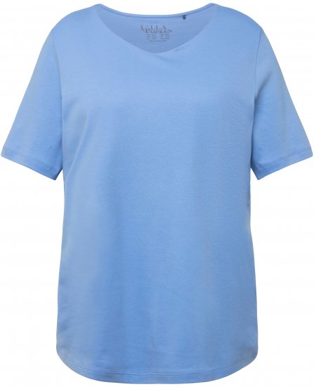 Ulla Popken Double Layer Rounded V-Neck Slim Fit Tee Cloud Blue - T-särgid - 