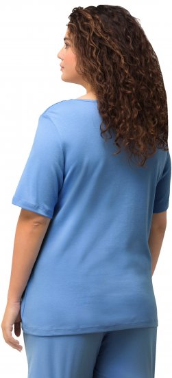 Ulla Popken Double Layer Rounded V-Neck Slim Fit Tee Cloud Blue - T-särgid - 