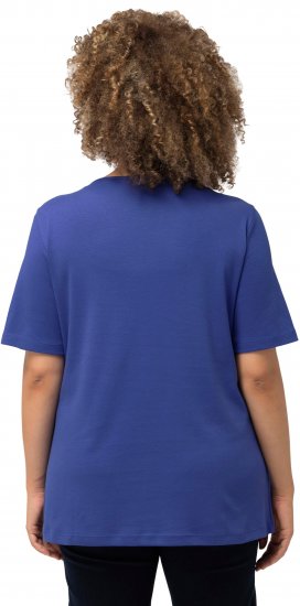 Ulla Popken Double Layer Rounded V-Neck Slim Fit Tee Blue Purple - T-särgid - 