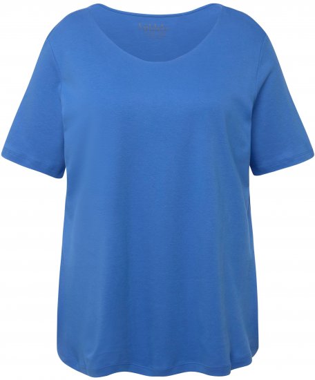 Ulla Popken Double Layer Rounded V-Neck Slim Fit Tee Blue - T-särgid - 