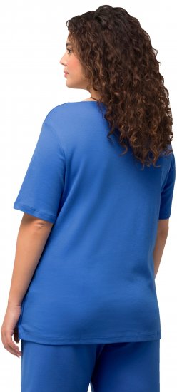 Ulla Popken Double Layer Rounded V-Neck Slim Fit Tee Blue - T-särgid - 