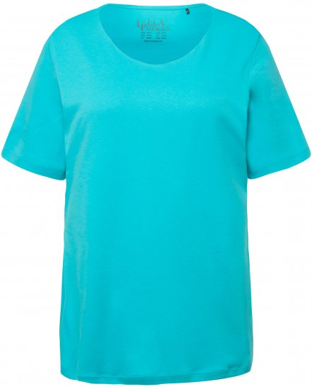Ulla Popken Double Layer Rounded V-Neck Slim Fit Tee Deep Aqua - T-särgid - 