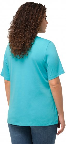 Ulla Popken Double Layer Rounded V-Neck Slim Fit Tee Deep Aqua - T-särgid - 