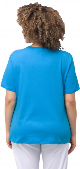 Ulla Popken Double Layer Rounded V-Neck Slim Fit Tee Sapphire Blue - T-särgid - 