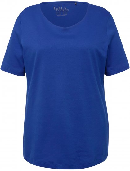 Ulla Popken Double Layer Rounded V-Neck Slim Fit Tee Cobalt Blue - T-särgid - 