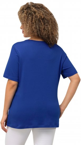 Ulla Popken Double Layer Rounded V-Neck Slim Fit Tee Cobalt Blue - T-särgid - 