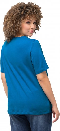 Ulla Popken Double Layer Rounded V-Neck Slim Fit Tee Medium Blue - T-särgid - 
