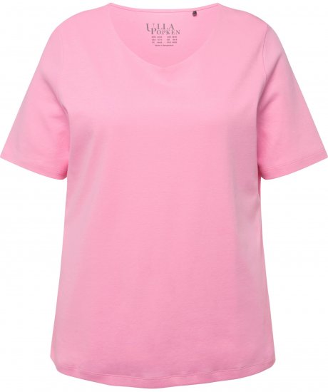 Ulla Popken Double Layer Rounded V-Neck Slim Fit Tee Light Pink - T-särgid - 