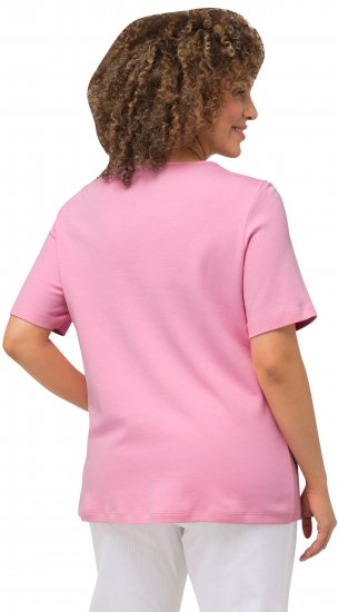 Ulla Popken Double Layer Rounded V-Neck Slim Fit Tee Light Pink - T-särgid - 