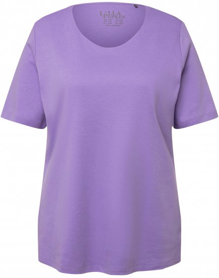 Ulla Popken Double Layer Rounded V-Neck Slim Fit Tee Pale Lilac - T-särgid - 