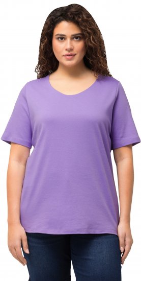 Ulla Popken Double Layer Rounded V-Neck Slim Fit Tee Pale Lilac - T-särgid - 