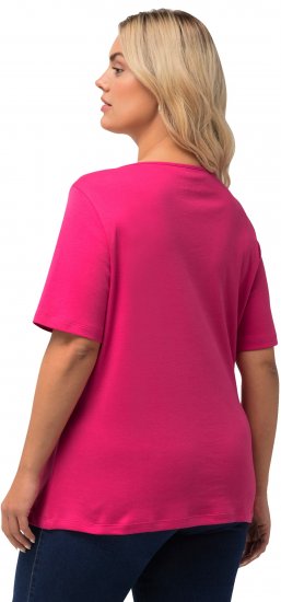 Ulla Popken Double Layer Rounded V-Neck Slim Fit Tee Fuchsia Pink - T-särgid - 