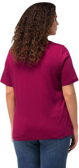 Ulla Popken Double Layer Rounded V-Neck Slim Fit Tee Magnolia Red - T-särgid - 