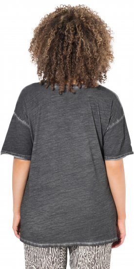 Ulla Popken Cold Dye Ruffle Edge Pocket Tee Graphite Grey - T-särgid - 