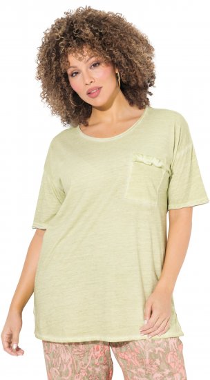 Ulla Popken Cold Dye Ruffle Edge Pocket Tee Pistachio - T-särgid - 